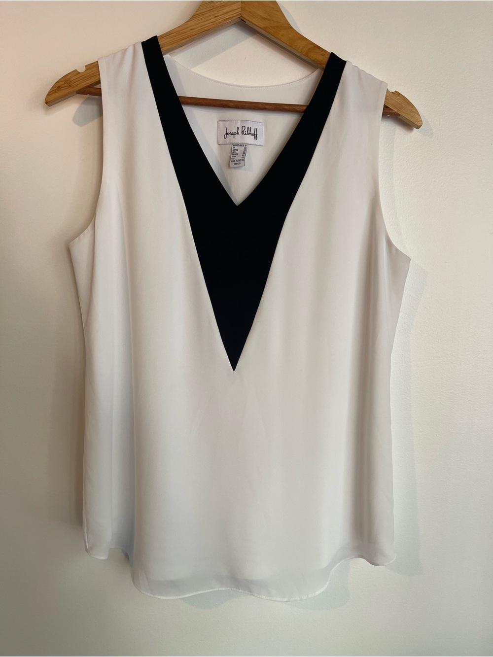 Joseph Ribkoff White Black Colorblock V-Neck Top 8
